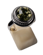 Bague Ambre Vert argent 925 Taille 54