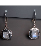 Boucles Labradorite Ethnique carrées Argent 925