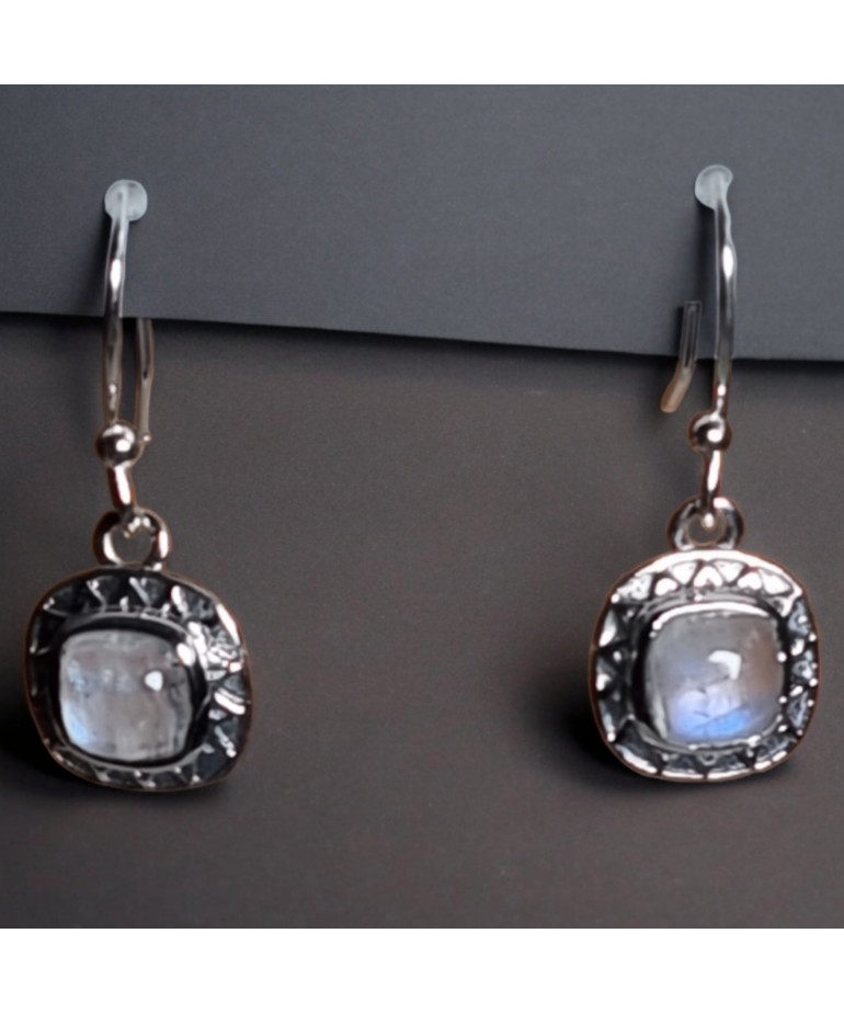 Boucles Labradorite Ethnique carrées Argent 925