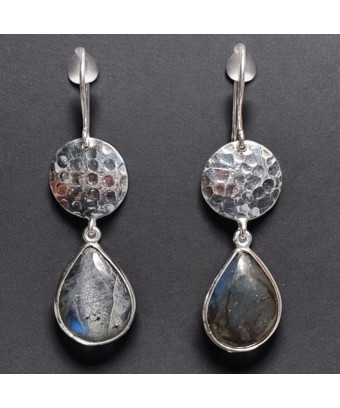 Boucles Labradorite Ethnique goutte Argent 925