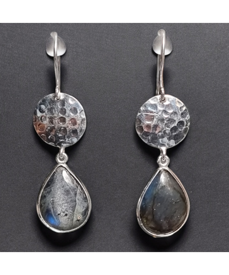 Boucles Labradorite Ethnique goutte Argent 925