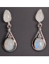 Boucles Pierre de lune Ethniques serties Argent 925