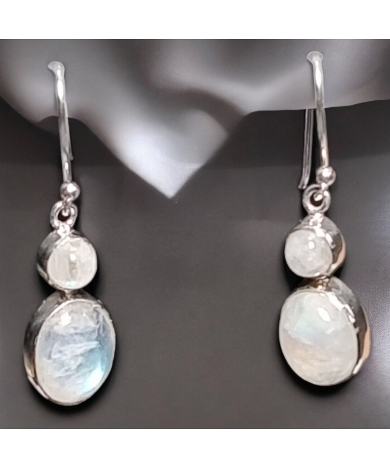 Boucles Pierre de lune ovales Argent 925