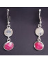 Boucles Pierre de lune & Rubis Argent 925