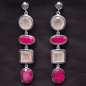 Boucles Rubis & Quartz rose Argent 925