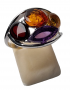 Bague Ambre baltique & Améthyste argent 925 Taille 54