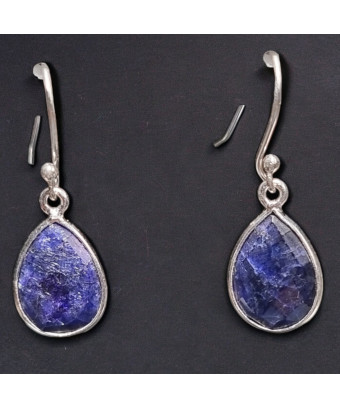 Boucles Lapis-lazuli gouttes Argent 925