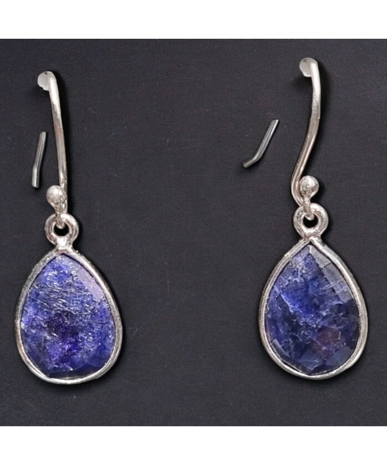 Boucles Lapis-lazuli gouttes Argent 925
