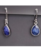 Boucles Lapis-lazuli gouttes Argent 925