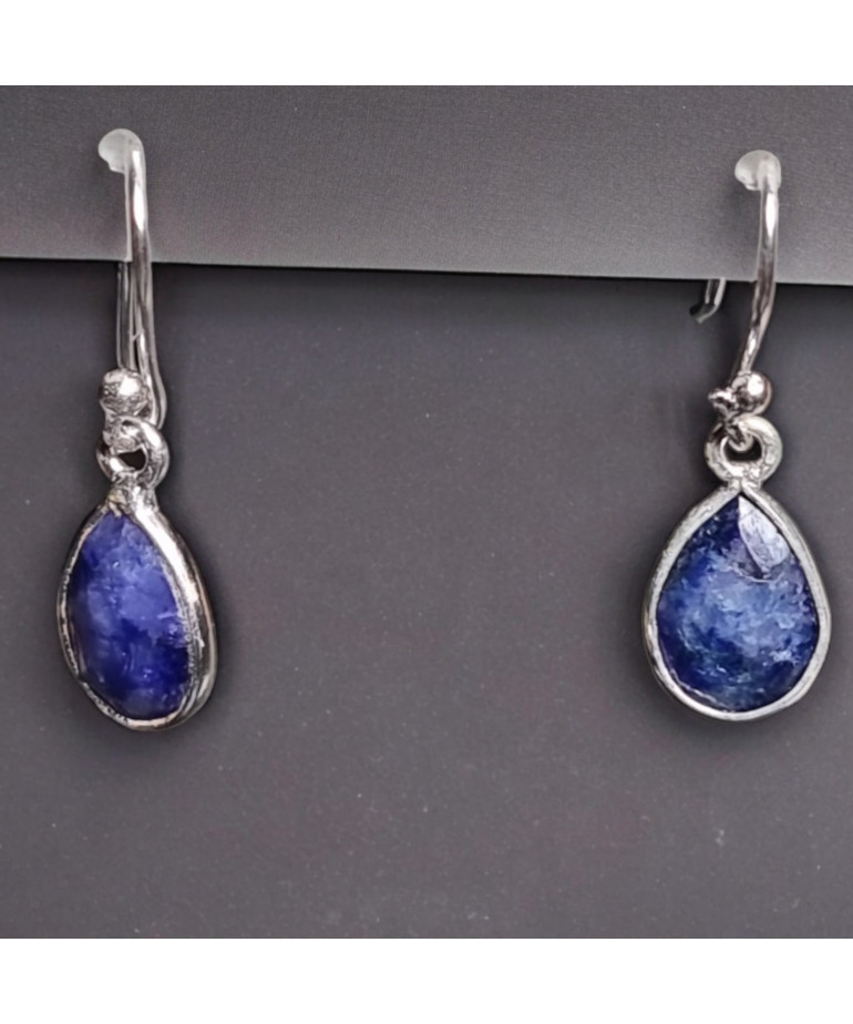 Boucles Lapis-lazuli gouttes Argent 925
