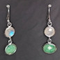 Boucles Emeraude ovales & Pierre de lune Argent 925