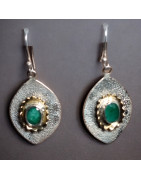 Boucles Emeraude Ethnique Argent 925