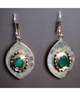 Boucles Emeraude Ethnique Argent 925