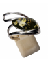 Bague Ambre Vert Argent 925 Taille 54