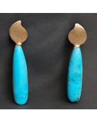 Boucles Turquoise  Argent 925 doré