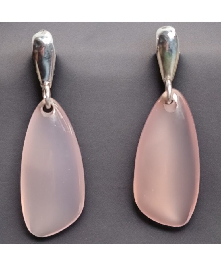 Boucles Quartz rose Argent 925