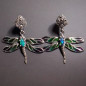 Boucles Email Libellule Argent 925