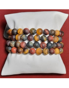 Bracelet 3 yeux Pierre rondes mates 8mm