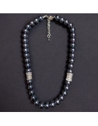 Collier Perles de Majorque grises 12mm avec fermoir 58 cm