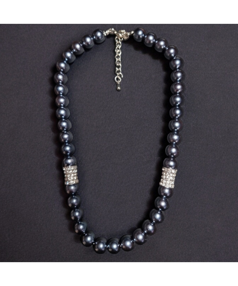 Collier Perles de Majorque grises 12mm avec fermoir 58 cm