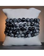 Bracelet Obsidienne Neige Pierre Rondes