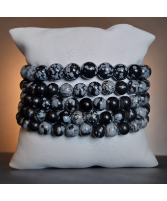 Bracelet Obsidienne Neige Pierre Rondes