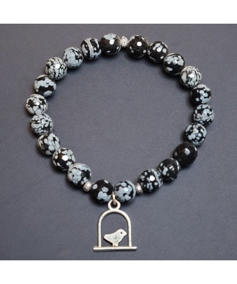 Bracelet Obsidienne neige...