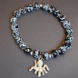 Bracelet Obsidienne neige Pierre rondes facettées avec breloque pieuvre
