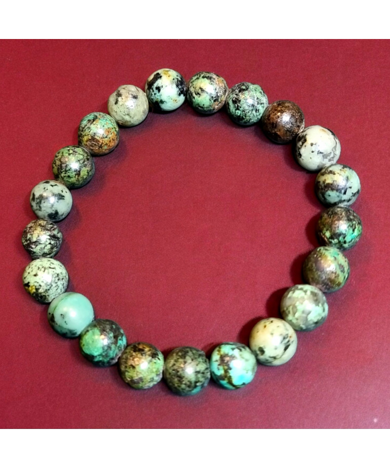 Bracelet Turquoise d'Afrique Pierres rondes 8mm