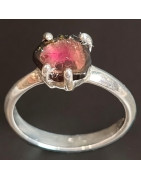 Bague Tourmaline Melon d'eau Argent 925 Taille 52 (s)