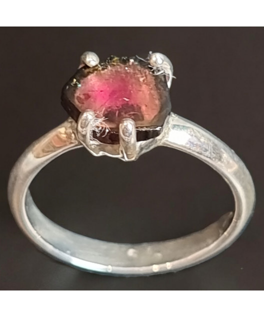 Bague Tourmaline Melon d'eau Argent 925 Taille 52 (s)