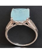 Bague Aigue marine Argent 925 Taille 62
