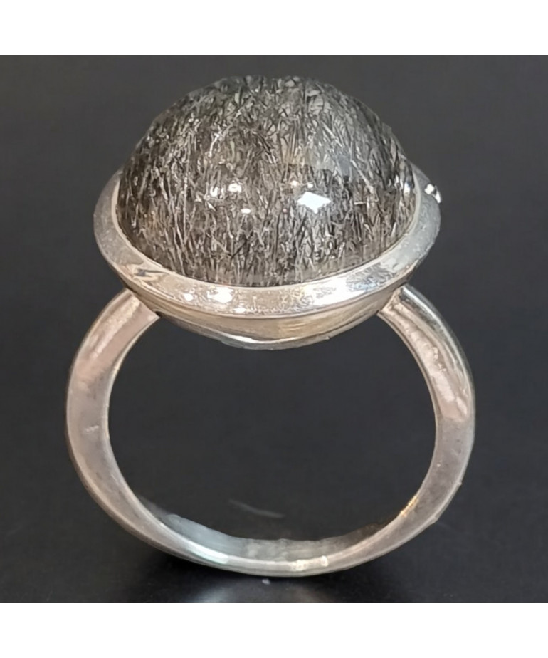 Bague Quartz rutile Tourmaline Argent 925 Taille 58