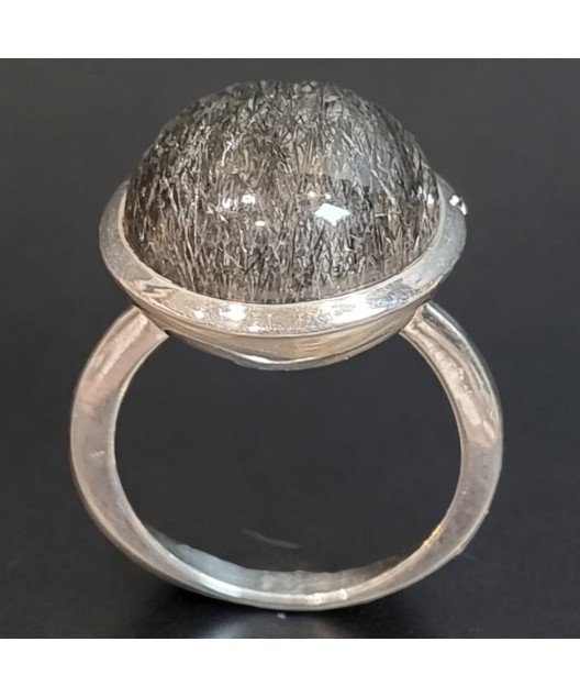 Bague Quartz rutile Tourmaline Argent 925 Taille 58