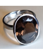 Bague Quartz fumé Argent 925 (s)