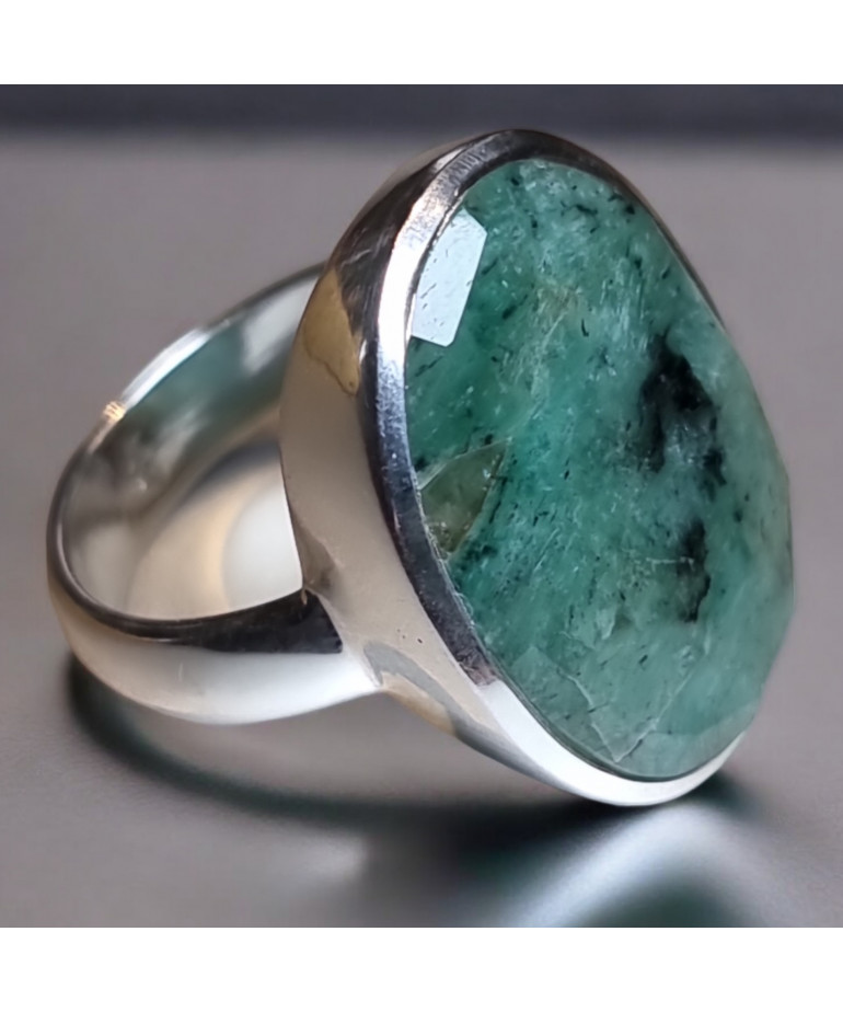 Bague Emeraude Argent 925 Taille 57