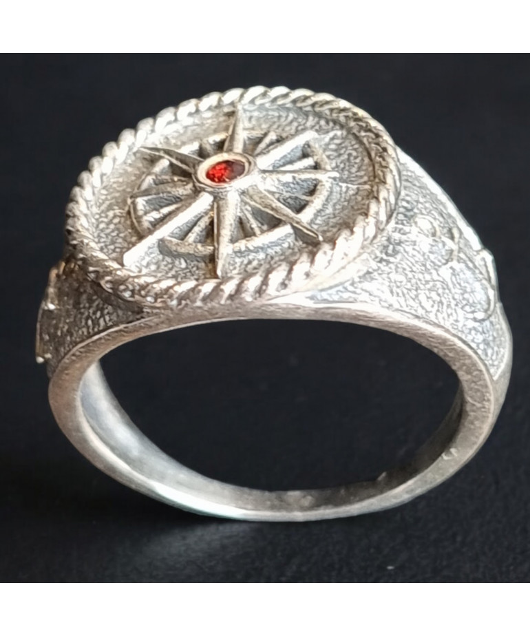 Bague Grenat Style chevalière Argent 925 Taille 55