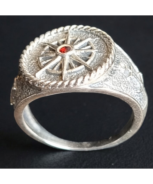 Bague Grenat Style chevalière Argent 925 Taille 55