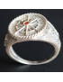 Bague Grenat Style chevalière Argent 925 Taille 55