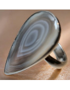 Bague Agate du Botswana Argent 925 Taille 57