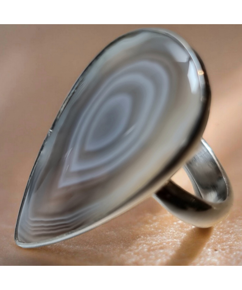 Bague Agate du Botswana Argent 925 Taille 57
