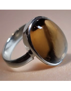 Bague Quartz Fumé Argent 925 Taille 60