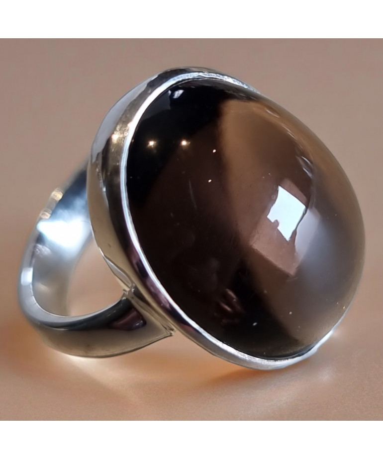 Bague Quartz fumé Argent 925 Taille 53