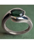 Bague Tourmaline verte Argent 925 Taille 52