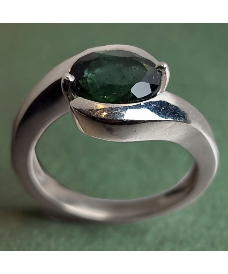 Bague Tourmaline verte Argent 925 Taille 52