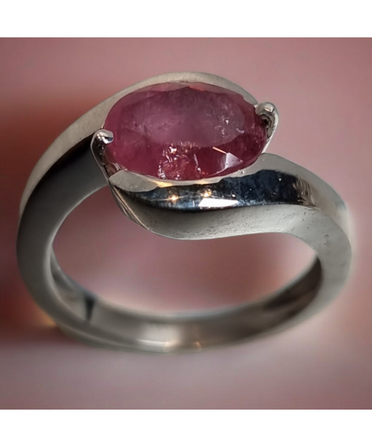 Bague Tourmaline rose Argent 925 Taille 52