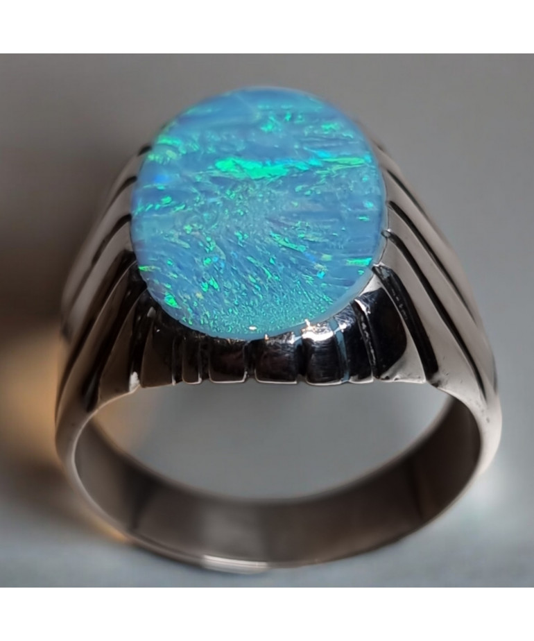 Bague Opale Harlequin Argent 925 Taille 72