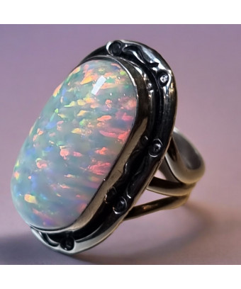 Bague Opale Harlequin Argent 925 Taille 57