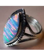 Bague Opale Harlequin Argent 925 Taille 59