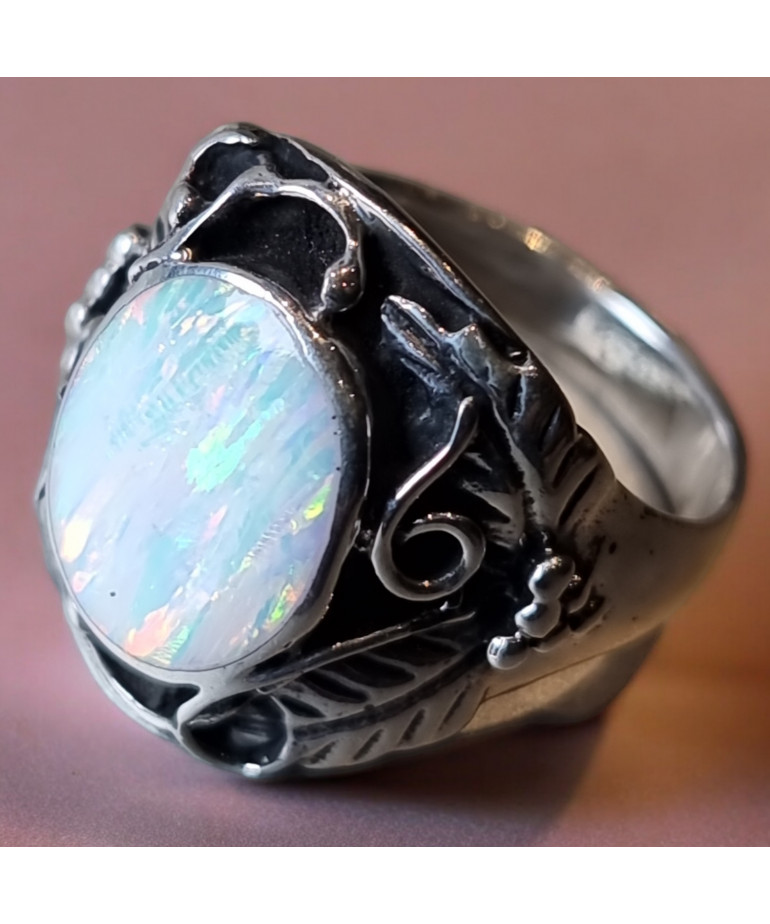 Bague Opale Harlequin Argent 925 Taille 63